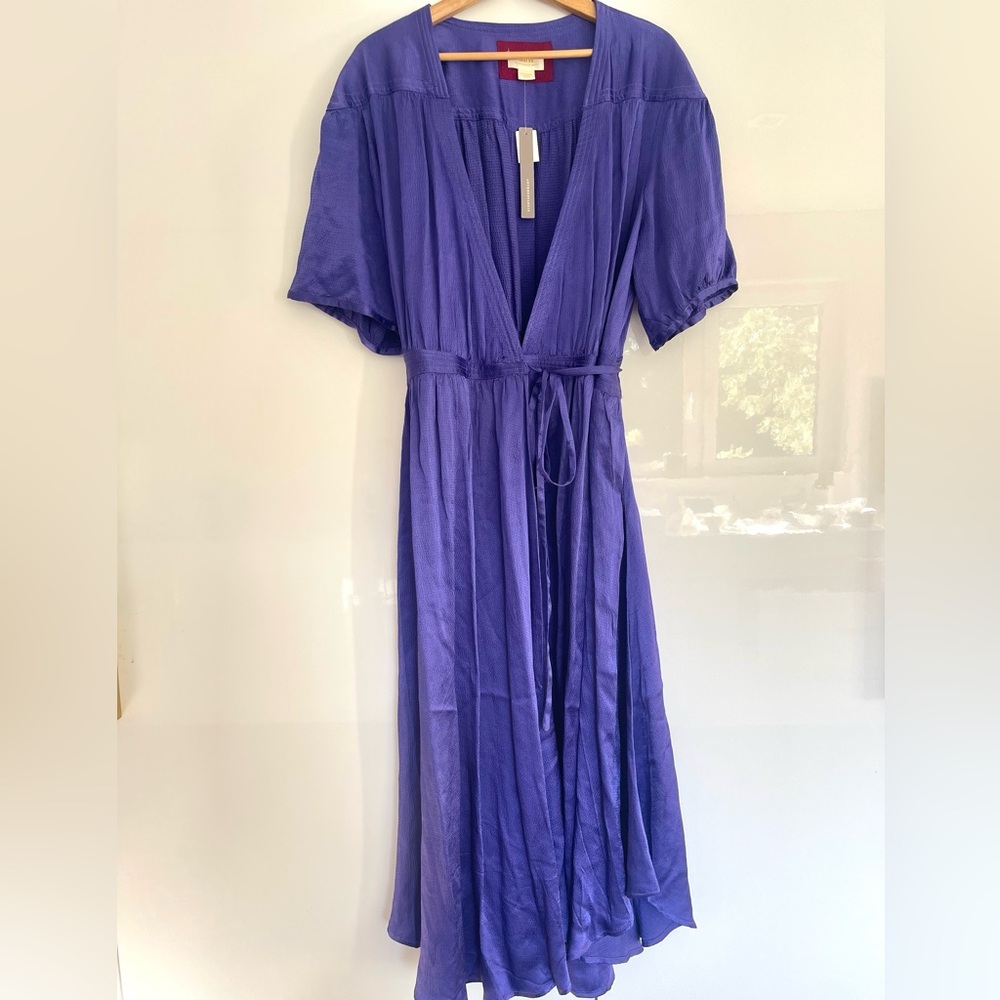 Anthropologie Violet Satin Midi Dress - Picture 3 of 5